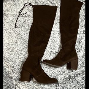 Brown knee-high boots